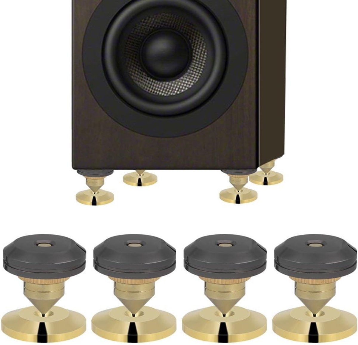 Set van 4 Spikes voor Speakers, Koper Absorber voor Geluidisolatie, 28x25mm, Ideaal voor CD-spelers, Platen spelers en Audioapparatuur