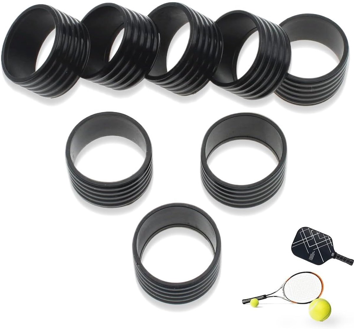 8 Pieces Tennis Rackets, Rubber Ring for Tennis Rackets, Tennis Rackets, Tire, Fix Elastic Rings, Silicone Handle - ShopVlot