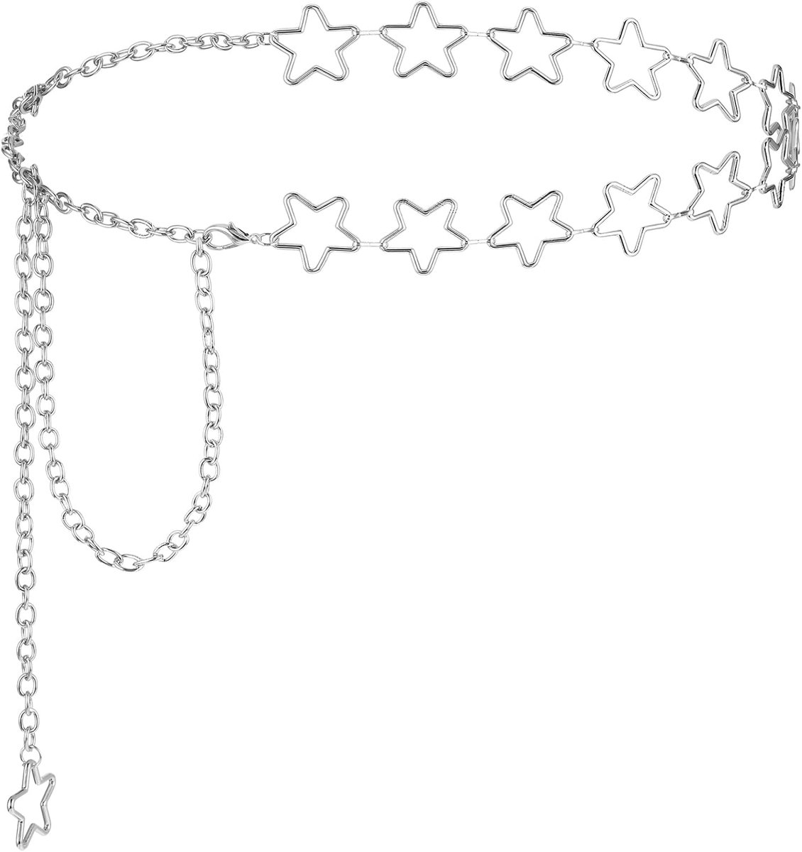 SHENLIU lichaamsketting zilver, metalen kettingriem dames ster riem verstelbare tailleketting metalen taille ketting - ShopVlot