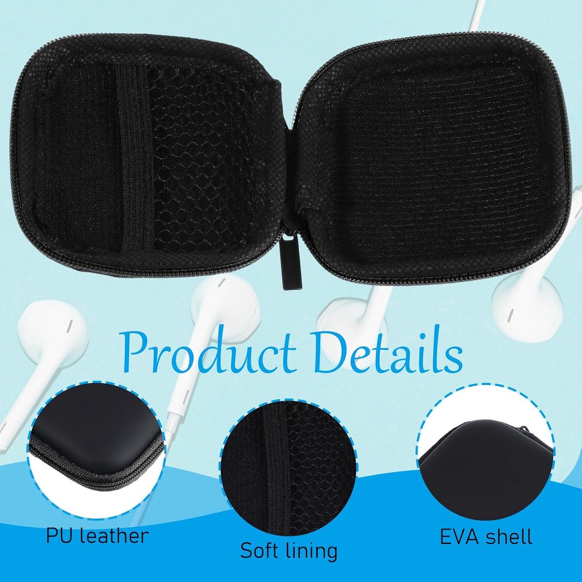 SHENLIU 3 stuks mini-hoofdtelefoontas, hoofdtelefoontas, case, mini-hoofdtelefoonhoes, hoofdtelefoon, beschermtas - ShopVlot