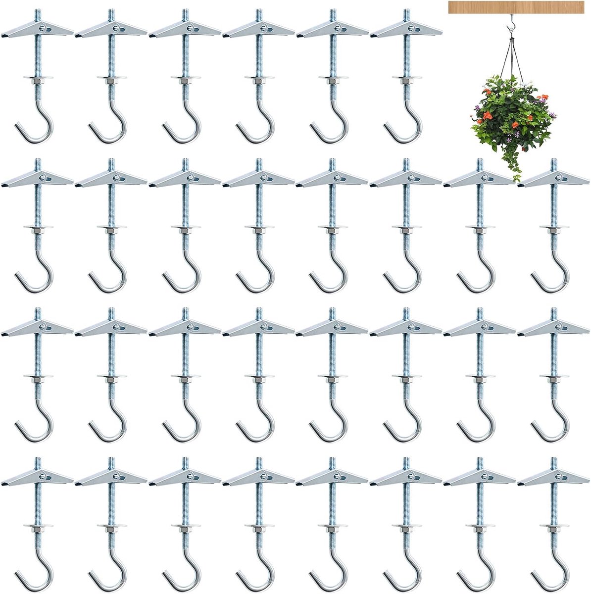 30 stuks veerklappluggen M5 x 90 mm, kantelpluggen met haken, zware klappluggen van koolstofstaal, metalen holle - ShopVlot