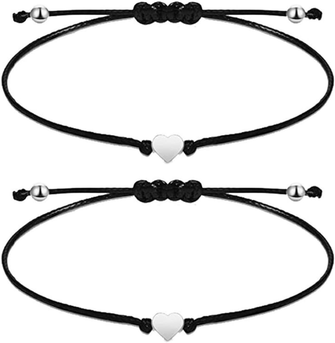 Set of 2 women's ankle chains, adjustable in size with silver heart pendant, multi-coloured bracelets and anklet as a - ShopVlot