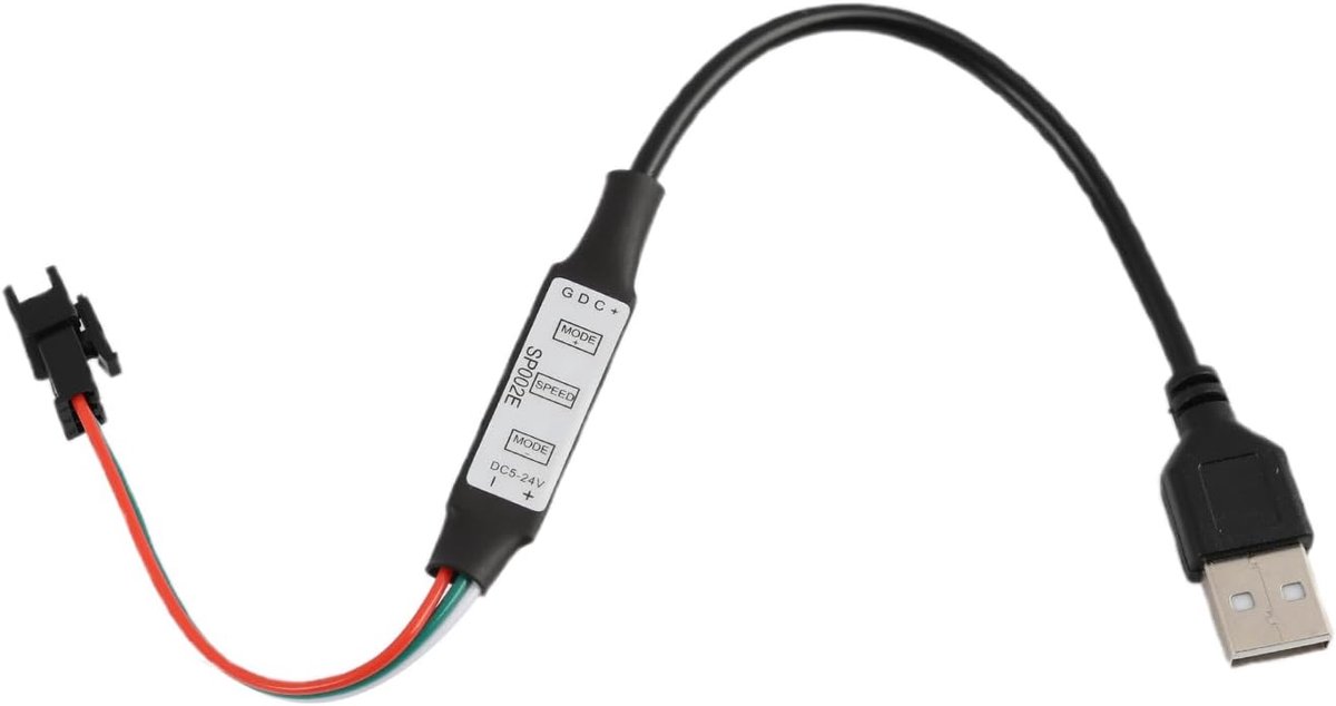USB-controller voor 5 V ledstrip - 68 lichteffecten - 40 cm kabel - instelbare snelheid en helderheid - ShopVlot