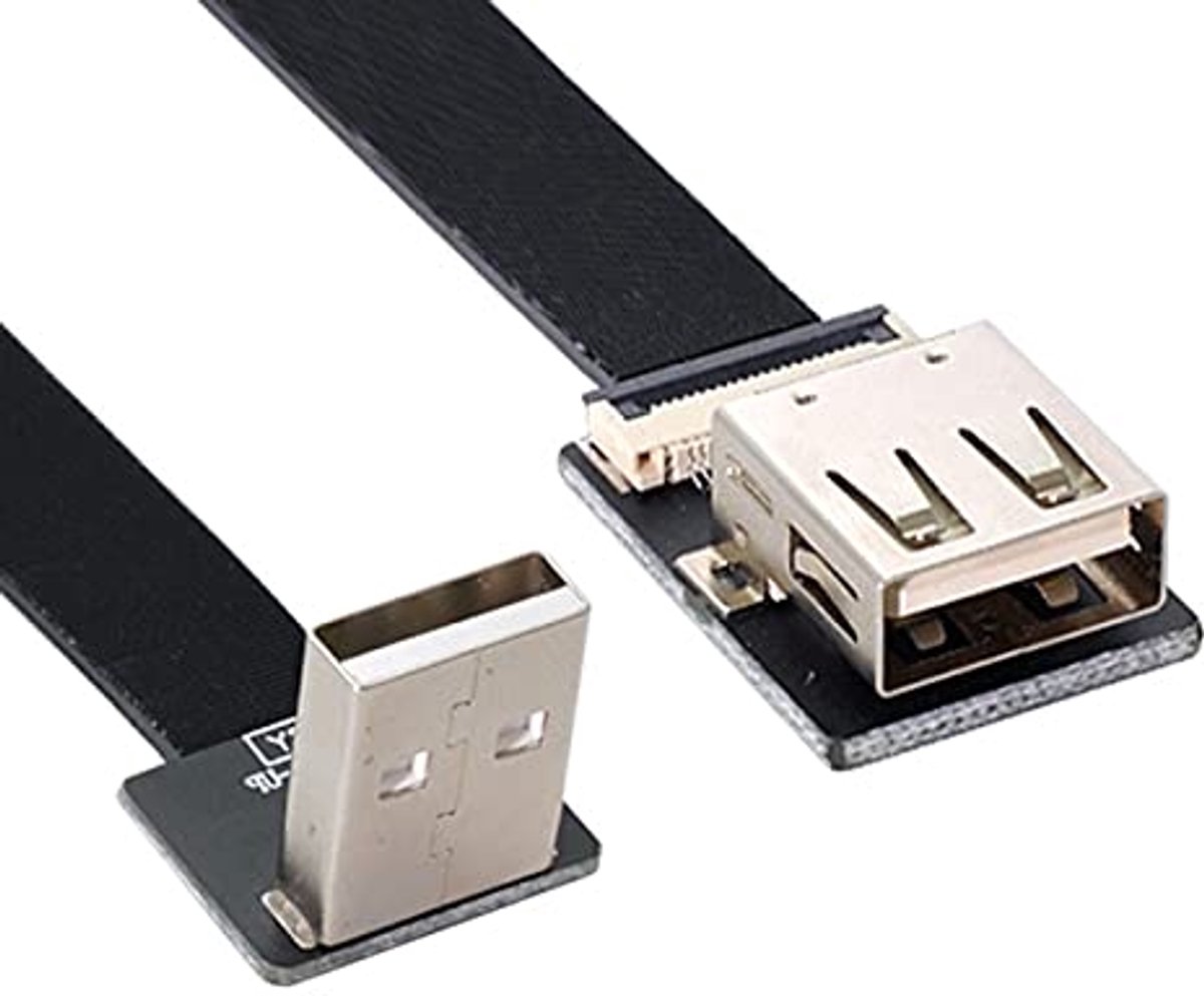 Up Angular USB 2.0 Type-A Male to Female Expansion Data Flat Slim FPC Cable for FPV & Disk & Scanner & Printer 100CM - ShopVlot