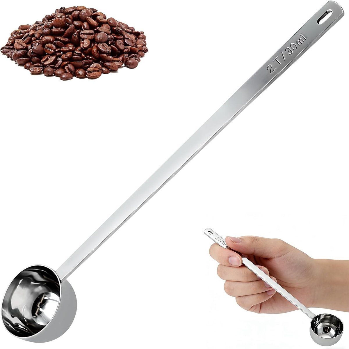 Coffee Spoon Portioner, Stainless Steel, Coffee Measuring Spoon, Long Coffee Portioner, Measuring Spoon 30ml, for - ShopVlot