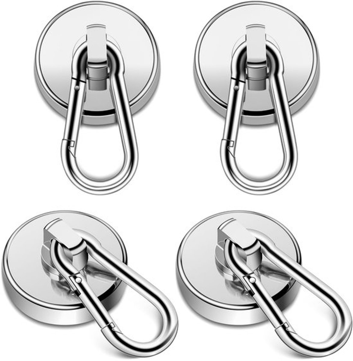 Magneethaken Extra Sterk - 4 Stuks - Draagvermogen 36 kg - Ø 32 mm - 360 Graden Draaibaar - Neodymium Magnetische Haak - Magnetische Haken