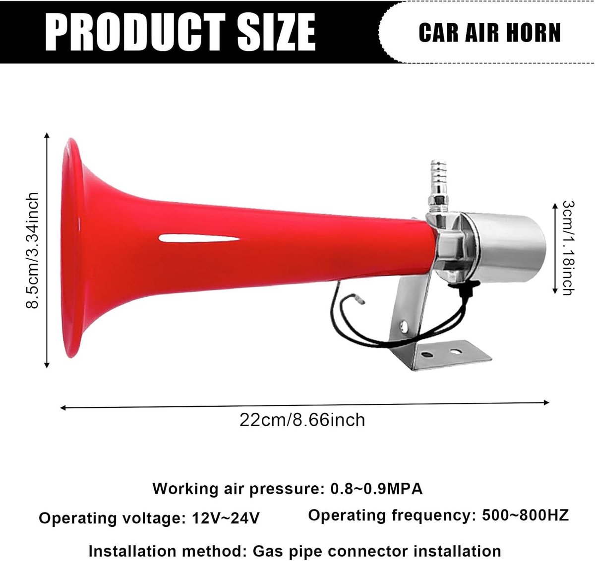 SnelShoppen - Turkse Lucht Hoorn 12V/24V - Sterke Geluidskwaliteit voor Vrachtwagen, Caravan, Auto, SUV - Hoogwaardige Geluidsinstallatie - Ideaal voo