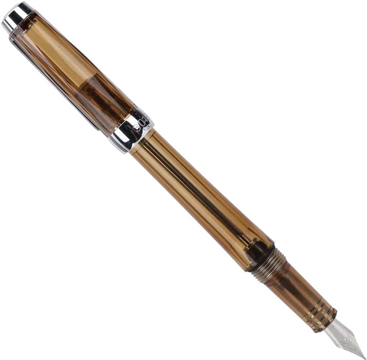 Vulpen met grote capaciteit - transparant bruin - 0,5mm nib - comfortabel schrijven - ShopVlot