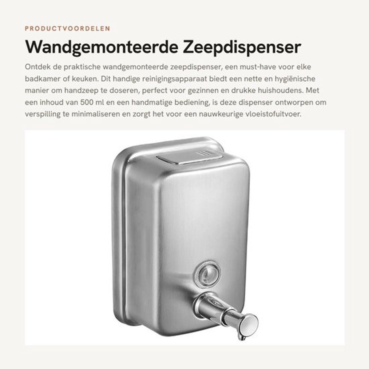 Zeepdispenser Wandmontage - Handzeepdispenser - Handmatige Zeepdoos - Reinigingsapparaat 500 ml - Ruimtebesparend - Nauwkeurige Vloeistofuitvoer - Handzeep