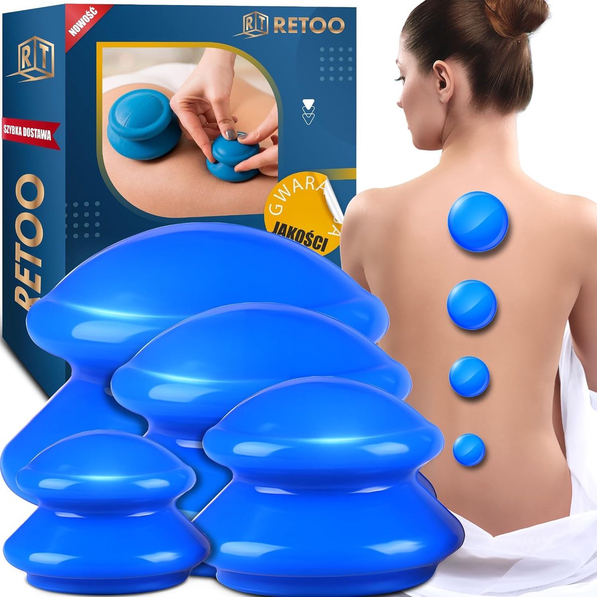 Massage zuigcups set van 4 - siliconen cups - tegen cellulite - voor cupping therapie - ShopVlot