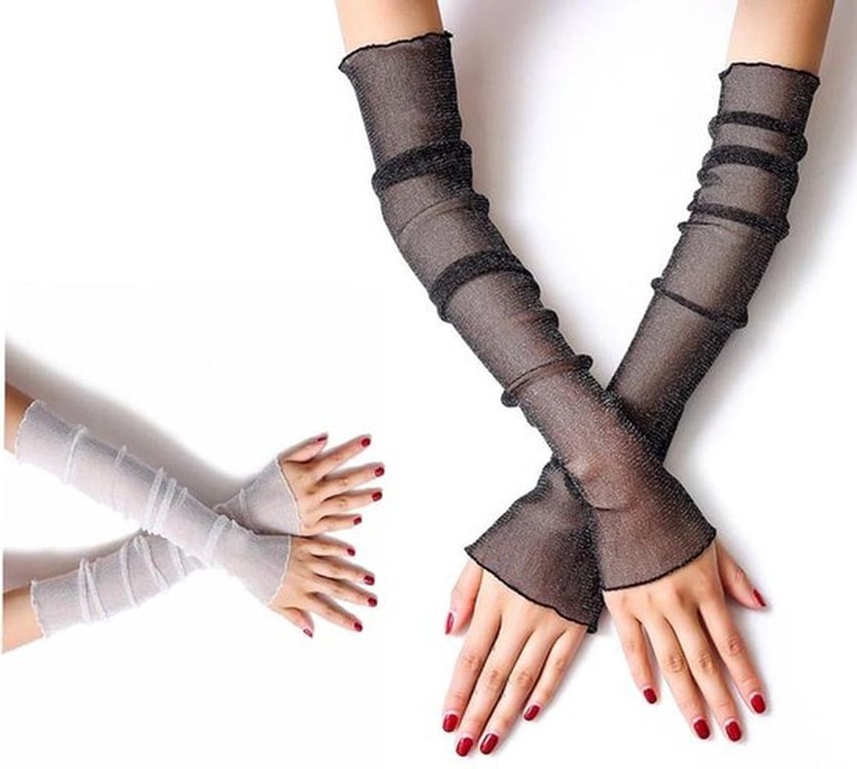 Armhoezen UV-bescherming - Vingerloos ontwerp - Zomerverkoelend - Lange mouwen - 50 cm - Ademend materiaal - Zonnebrandmouwen
