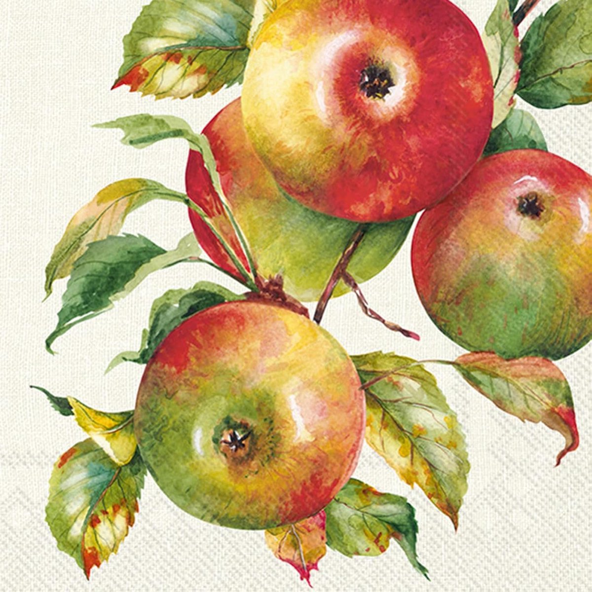 Papieren Lunchservetten 3-laags - 16,5x16,5 cm - Appels op Crème - Perfect voor Feestjes - ShopVlot