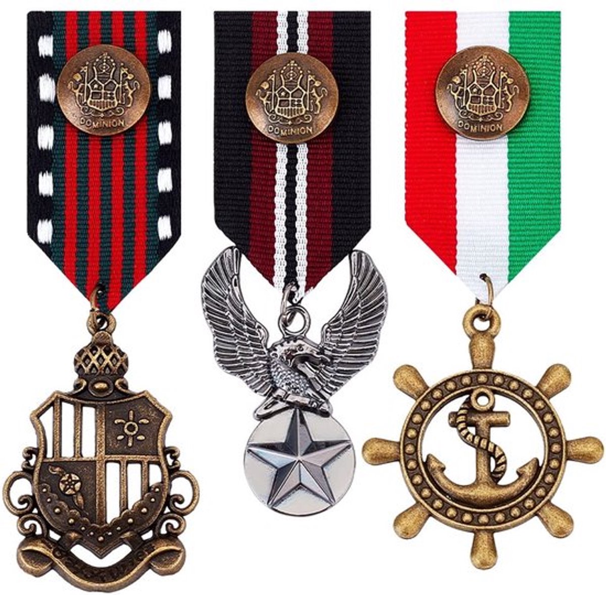 Medaillehouder 3 Stuks - Legering Medaille Badge - Militaire Helden Medailles - Broche Marine Patriot - Voor Vrouwen/Mannen - Insigne