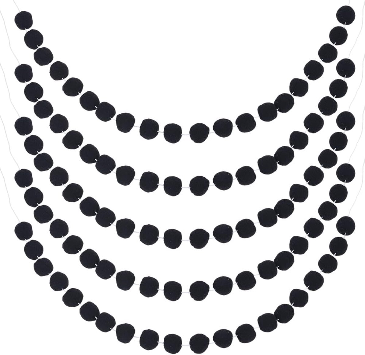 Viltballen slinger - 5 stuks 83 inch - zwart - perfect voor huisdecoratie - ShopVlot
