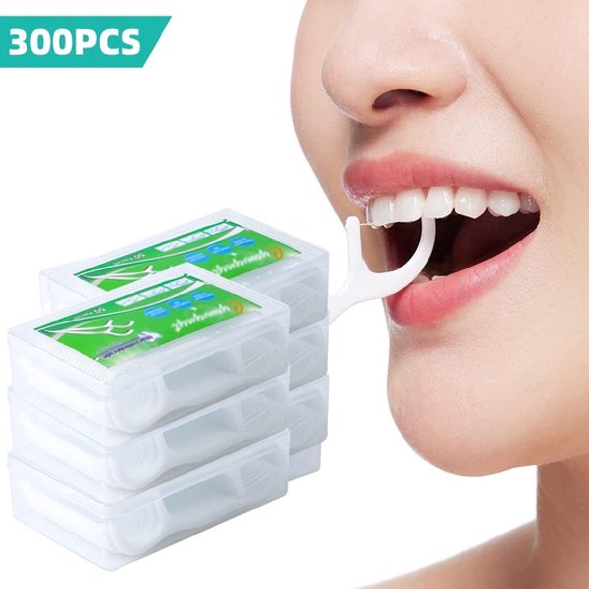 Tandzijde 300 Stuks - Y-vorm Interdentale Flossers - Tandenstoker Houder - Tandverzorging - Hygiënische Opbergdoos - Voorkomt Tandplak - Floss