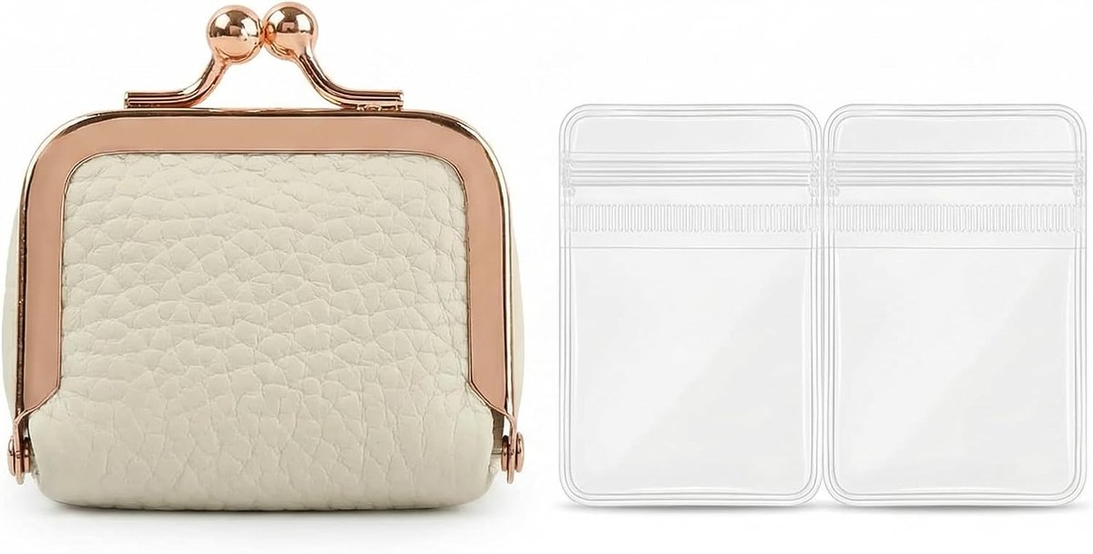 Sieradendoos mini - echt leer - met 10 transparante zakjes - ruimtebesparend voor reisaccessoires - ShopVlot