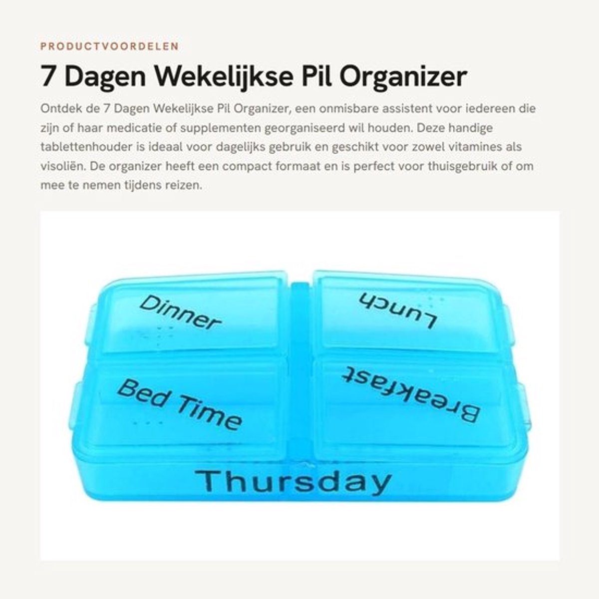 7 Dagen Wekelijkse Pil Organizer - Medicijn Case - Compact en Handig - Geschikt voor Vitamines en Supplementen - Perfect voor Thuis en Re...