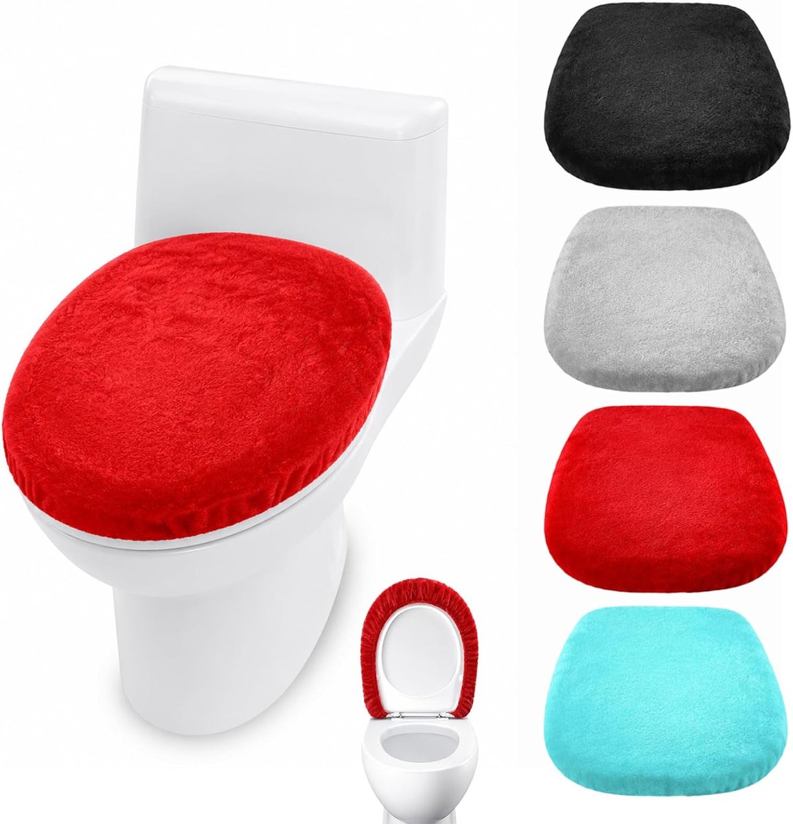 WC-dekselhoes 4 stuks - fluweelzacht - elastiek - comfortabel in de winter - ShopVlot