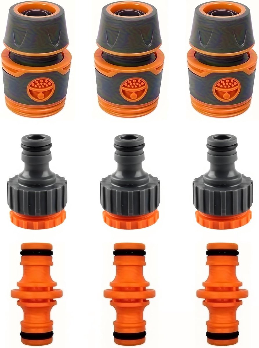 Slangadapter 9 stuks - 1/2 inch snelkoppeling - complete set - perfect voor tuinslangaansluiting - ShopVlot
