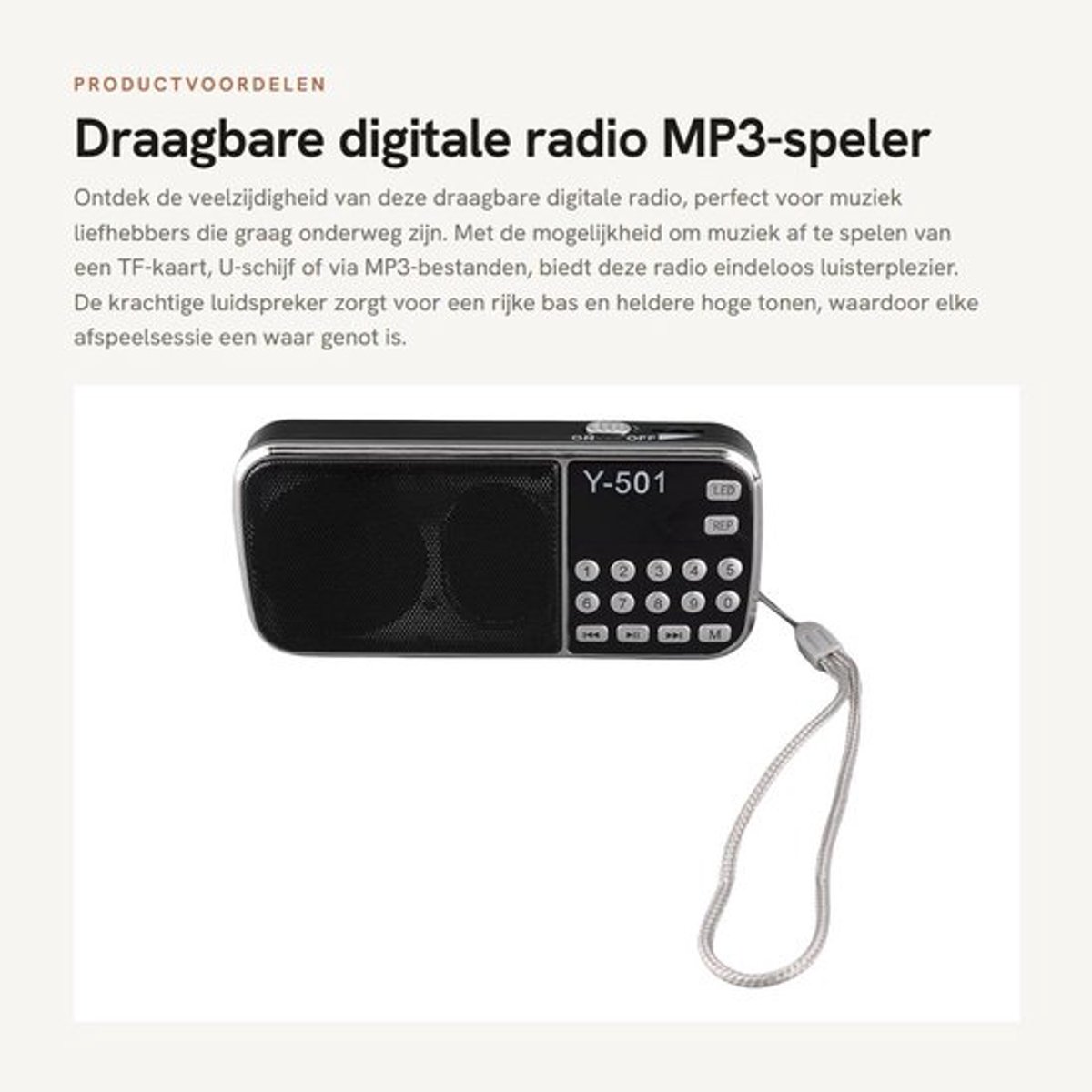 Digitale Radio Draagbaar - FM-Radio - MP3-Speler - Krachtige Luidspreker - USB/TF/AUX - Slagvast ABS-Materiaal - Portable Speaker
