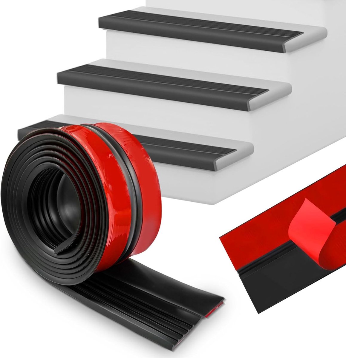 Traprandprofiel 4 m - Zelfklevend rubber - Waterdicht en antislip - Bescherming voor trappen - ShopVlot