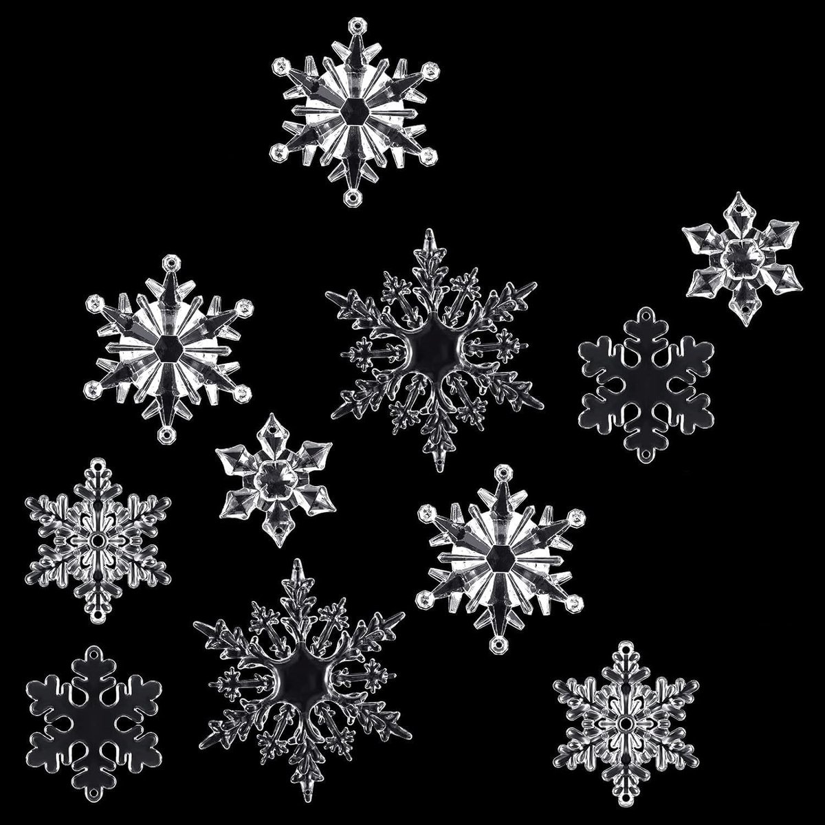 Kerstdecoratie sneeuwvlokken 42pcs - heldere acryl kristal - verschillende ontwerpen - ShopVlot