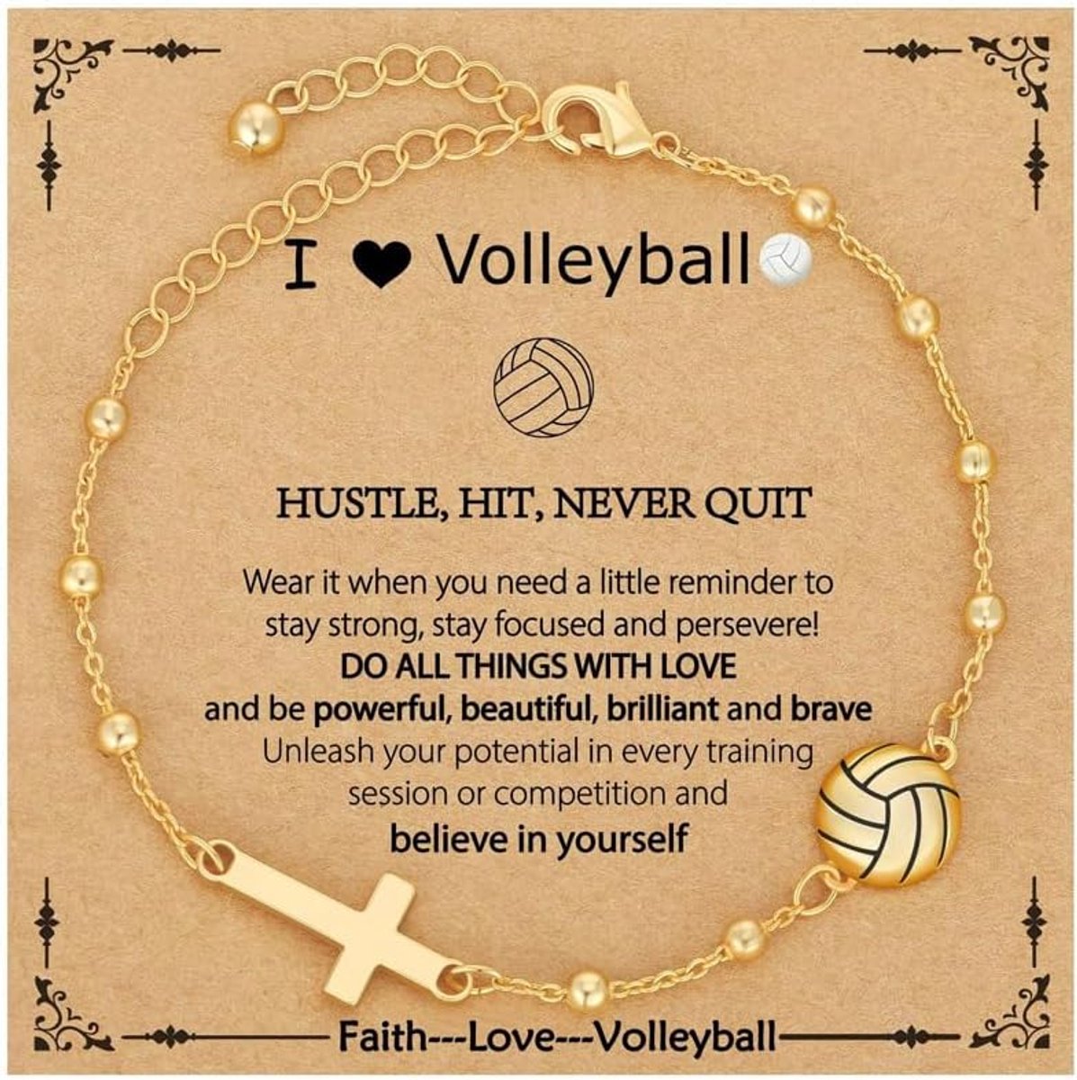 Volleybalarmband voor meisjes - 14K verguld - kruisschakelketting - sportaccessoire voor teamtrainers - ShopVlot