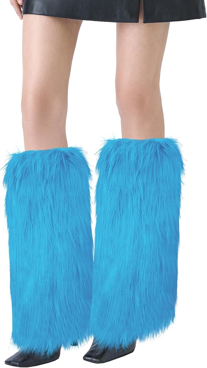 Legwarmers Fuzzy - Kunstbont - Blauw - Ideaal voor feestoutfits - ShopVlot
