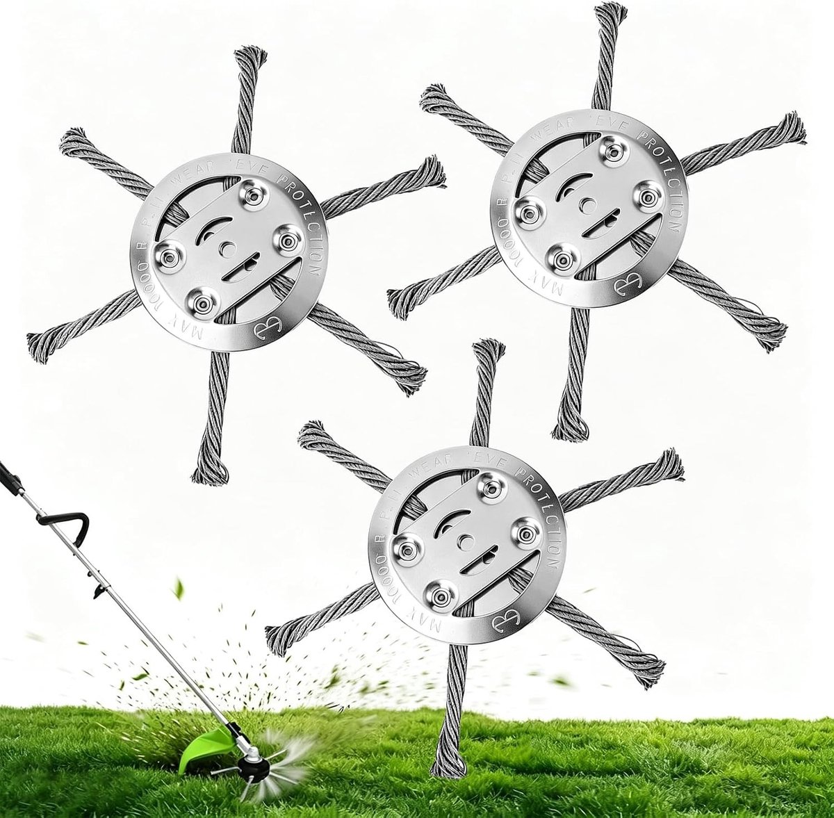 Stuks Staaldraad Grastrimmer - Zilver - 150 mm - Duurzame Onkruidborstel voor Accu-Grastrimmer - Voor Tuinonderhoud