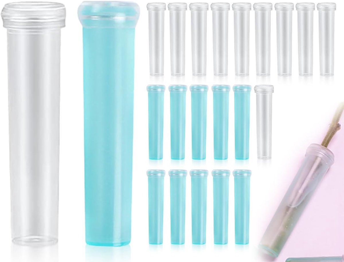 Bloemenvazen 20 Stuks - Herbruikbare Plastic Waterbuizen - Transparant 7 * 1.5cm voor Bloemen - ShopVlot