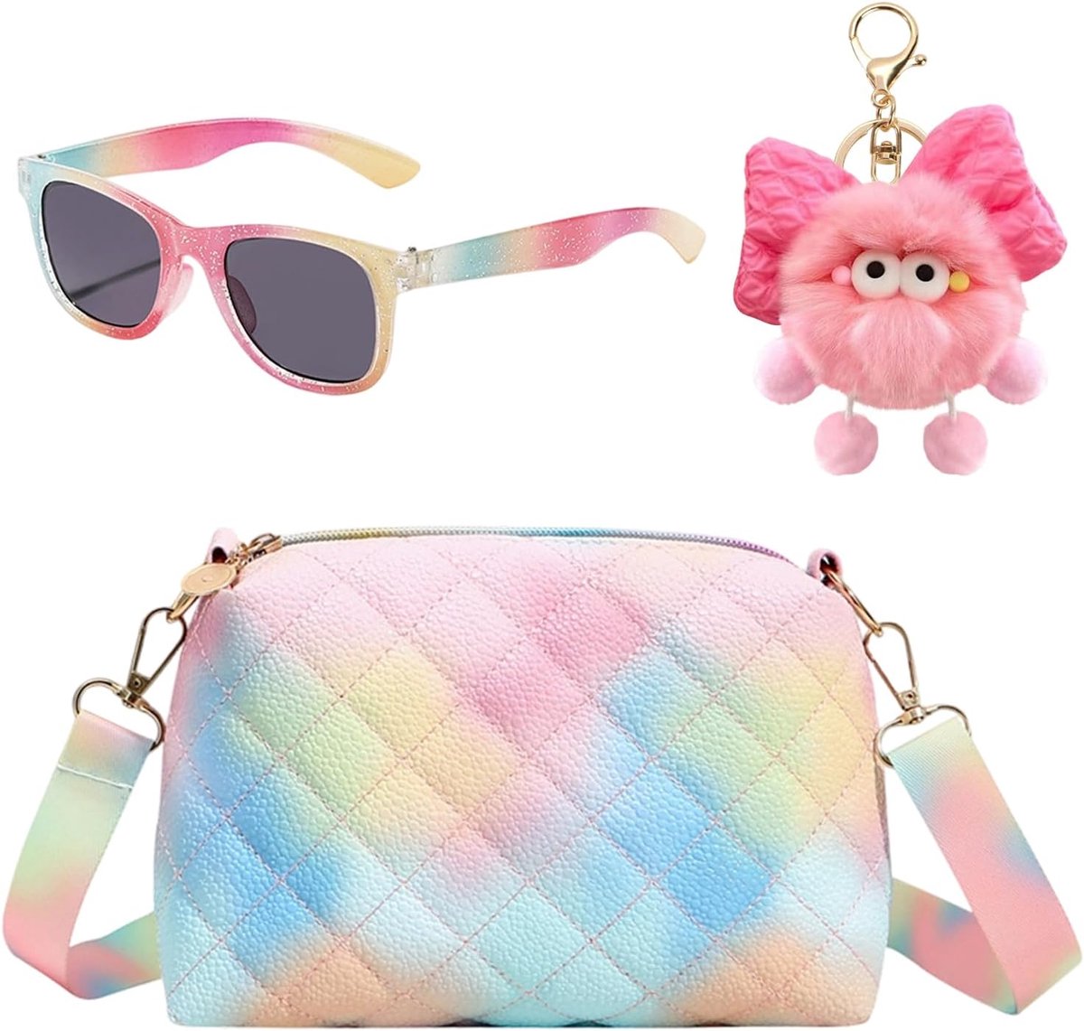 Schoudertas voor meisjes - handtas prinses met zonnebril - verstelbare schouderriem - perfect voor vakantie - ShopVlot