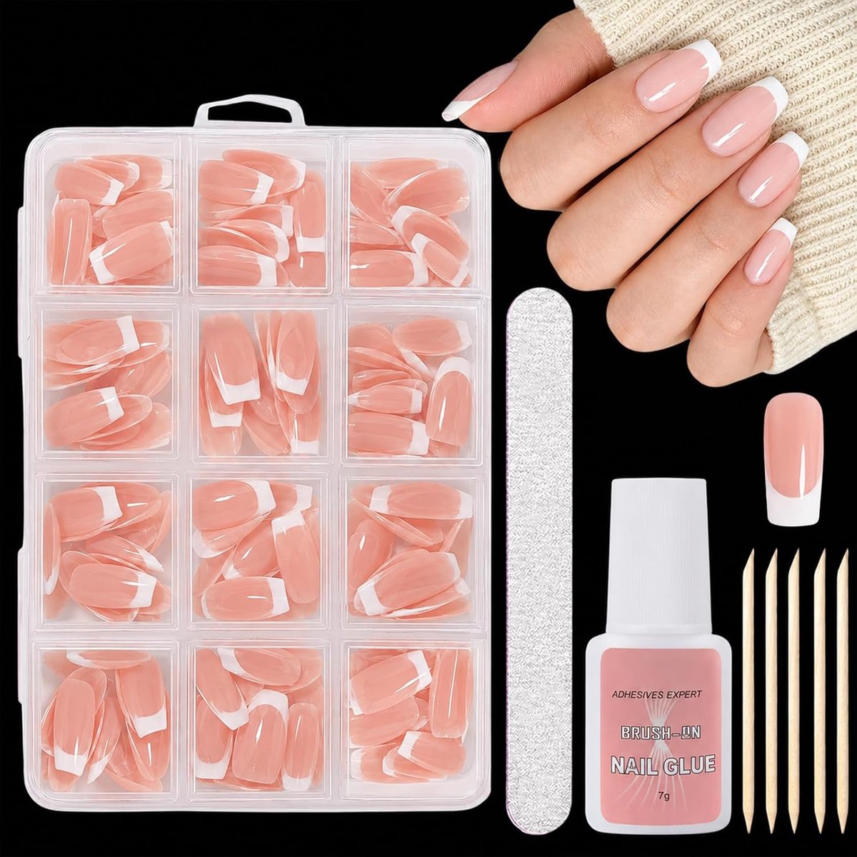 Kunstnagels 240 stuks - Franse nagels - Witte punt - Ideaal voor doe-het-zelf manicure - ShopVlot