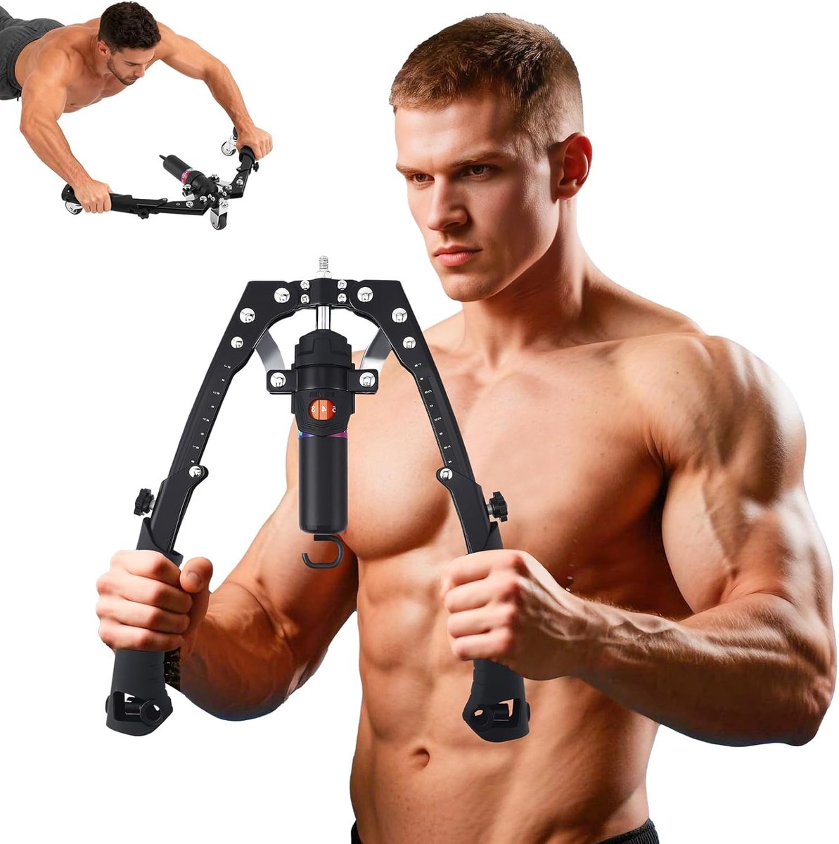 2-in-1 Power Twister 10~200kg - Verstelbaar - Armtrainer en buikspierroller - Ideaal voor krachttraining - ShopVlot