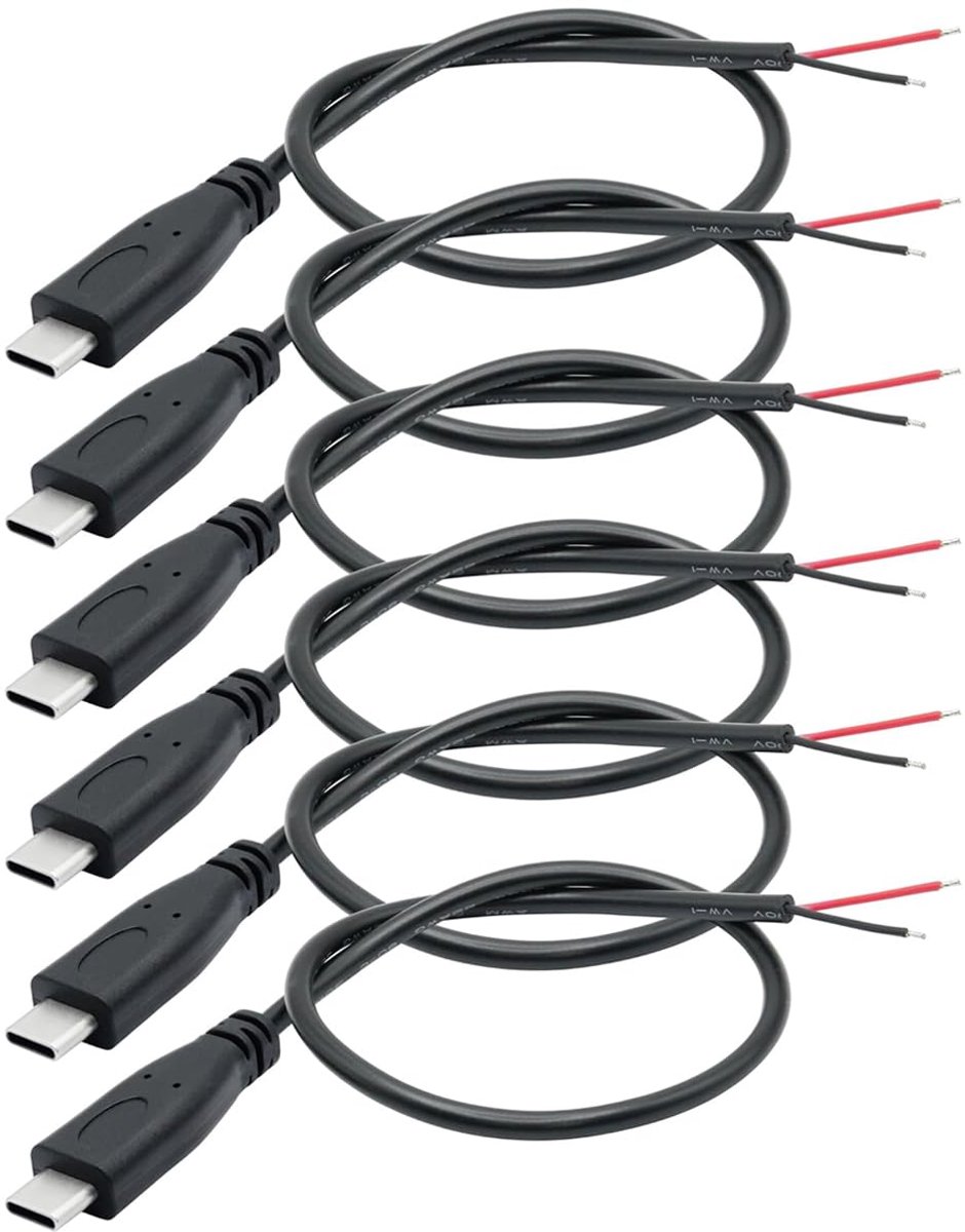 Type-C Pigtail Kabel 0.25m - 2 Draad USB C Verlengkabel - 22AWG 12V 3A - Ideaal voor DIY projecten - ShopVlot