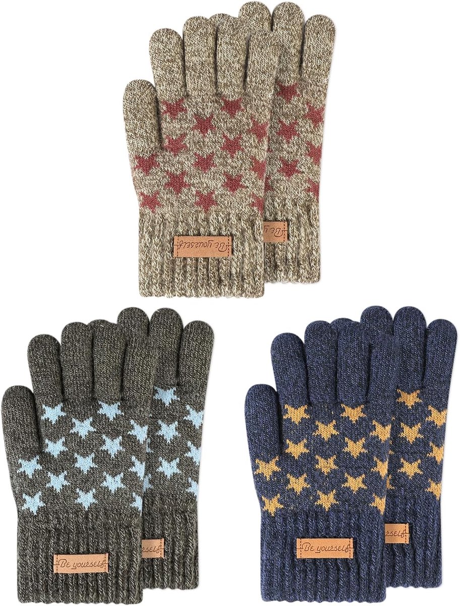 Kinderen winterhandschoenen 3 paar - thermisch en winddicht - fleece voering - ideaal voor buitenactiviteiten - ShopVlot