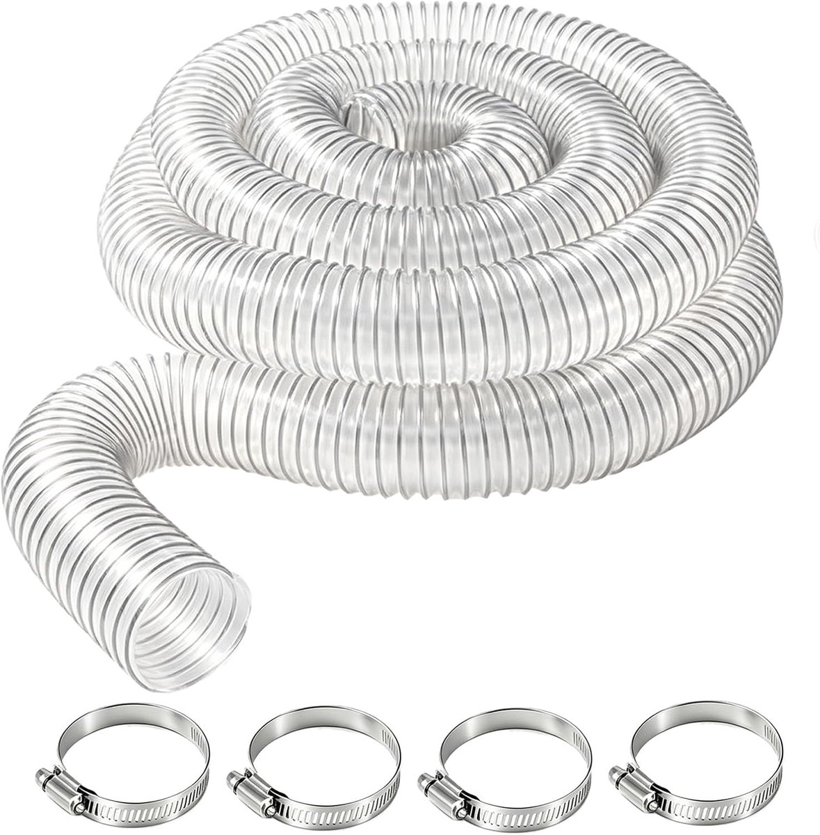 Afzuigslang 100 mm - transparante PVC slang - 3,0 m met staaldraad - ideaal voor stofafzuiging - ShopVlot