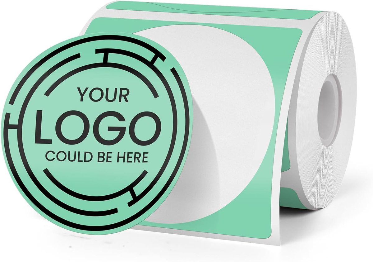 Thermische labels 50mm - ronde zelfklevende stickers - 180 stuks groen - direct gebruik - ShopVlot
