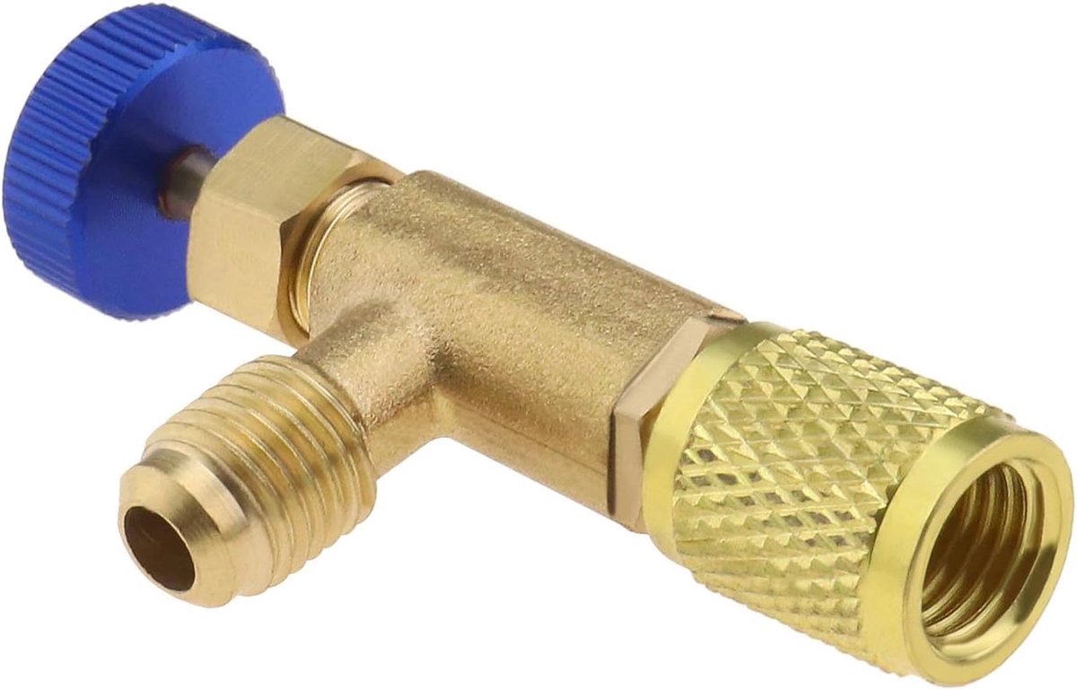 Refrigerant vulklep 1/4" mannelijke - 1/4" vrouwelijke - messing - verbeterde veiligheid bij airconditioning - ShopVlot