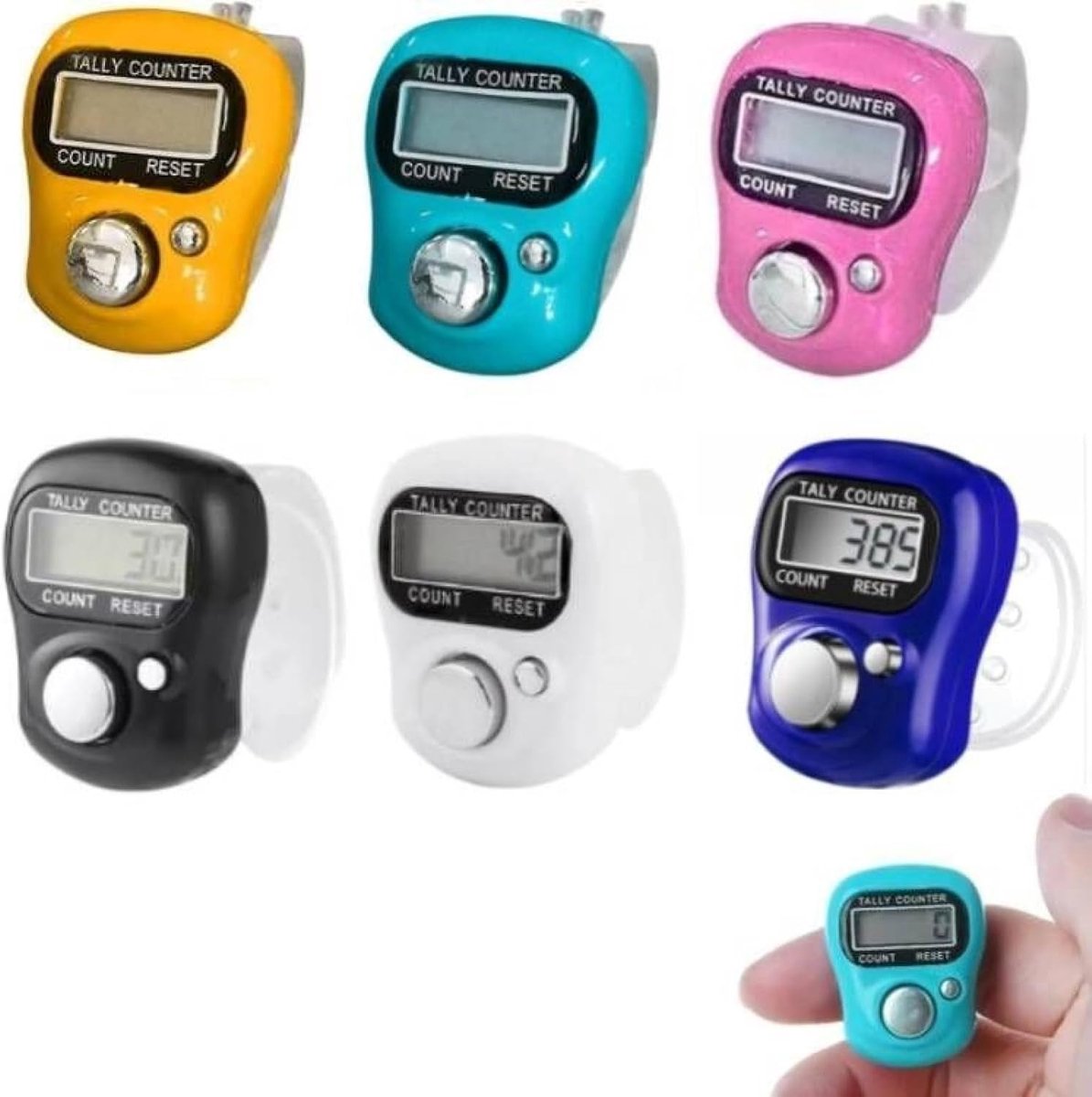 Digitale ronde teller - Mini vinger teller - 6 kleuren - Lichtgewicht en comfortabel in gebruik - ShopVlot