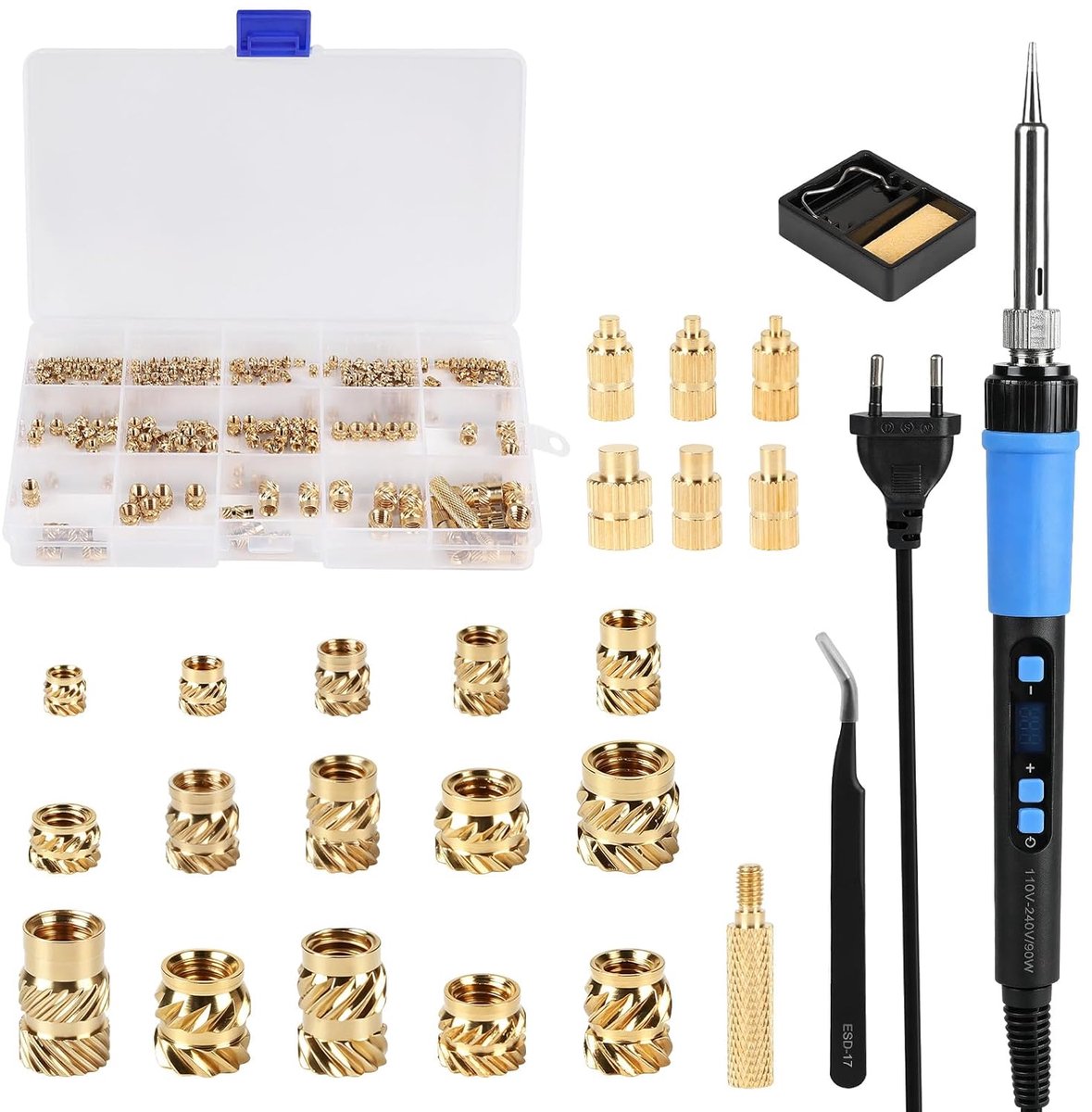 Schroefdraadinzetstukken set - soldeertin met led-temperatuurregeling - complete oplossing met gereedschap - ShopVlot