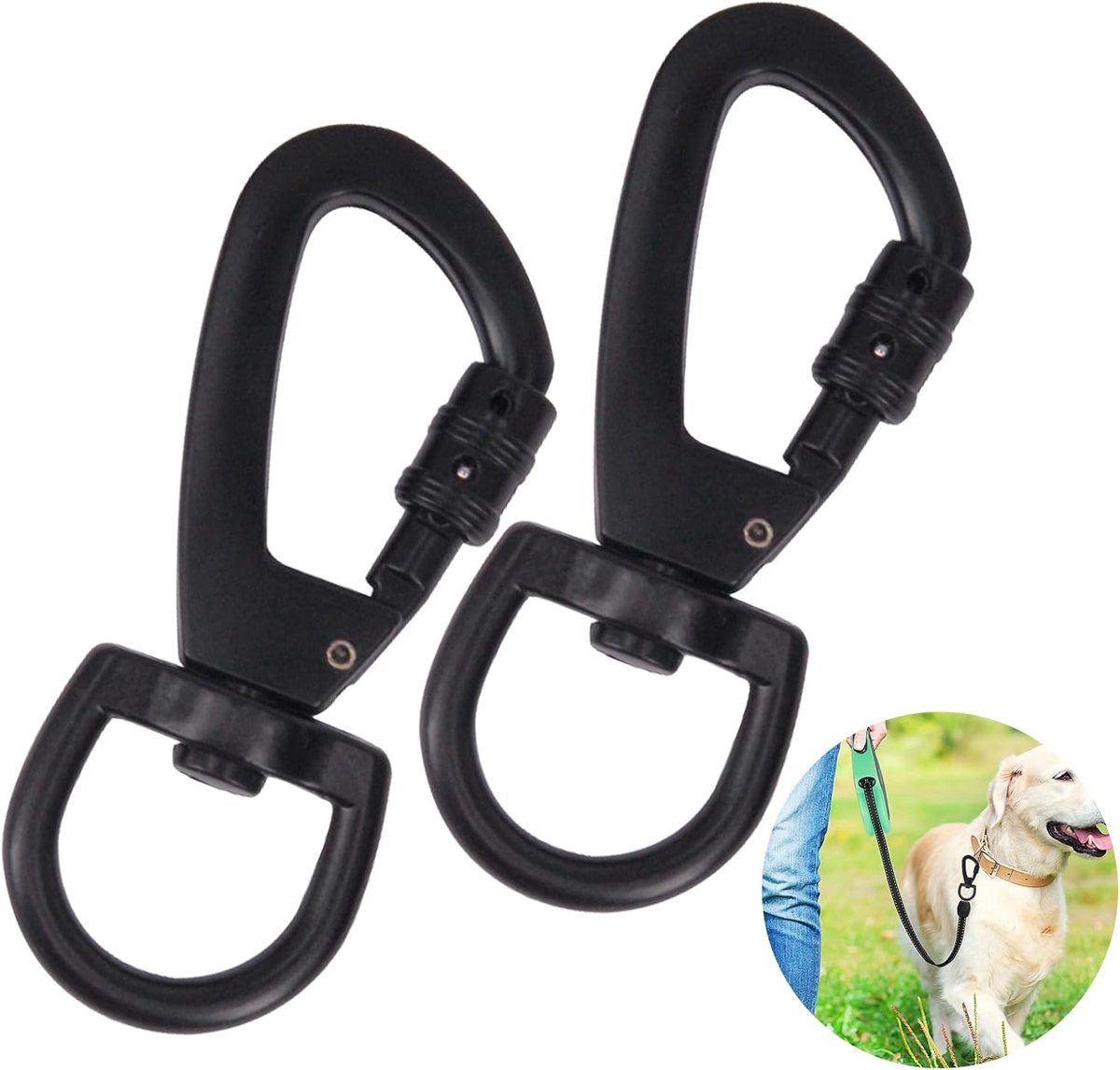 2 Pcs Scissor Carabiner Carabiner with Rotary Carabiner Black Carabiner Dog Leash Swirl Carabiner Safety Carabine - ShopVlot
