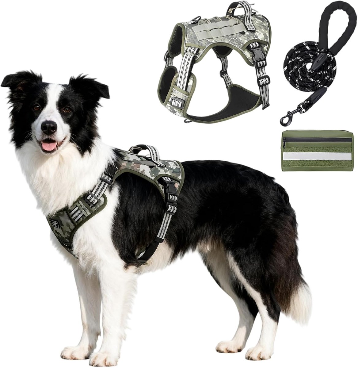 Hondenharnas L - zacht gevoerd - camouflage - anti-trekharnas voor wandelingen - ShopVlot