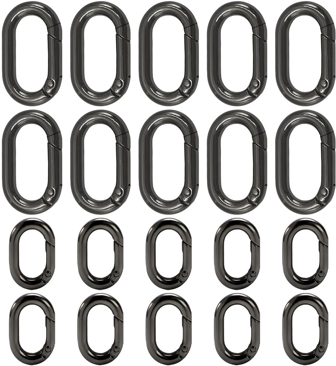 Ovale veerkarabijnhaken klein - metalen ring - veilig bevestigen - ideaal voor buitenactiviteiten - ShopVlot