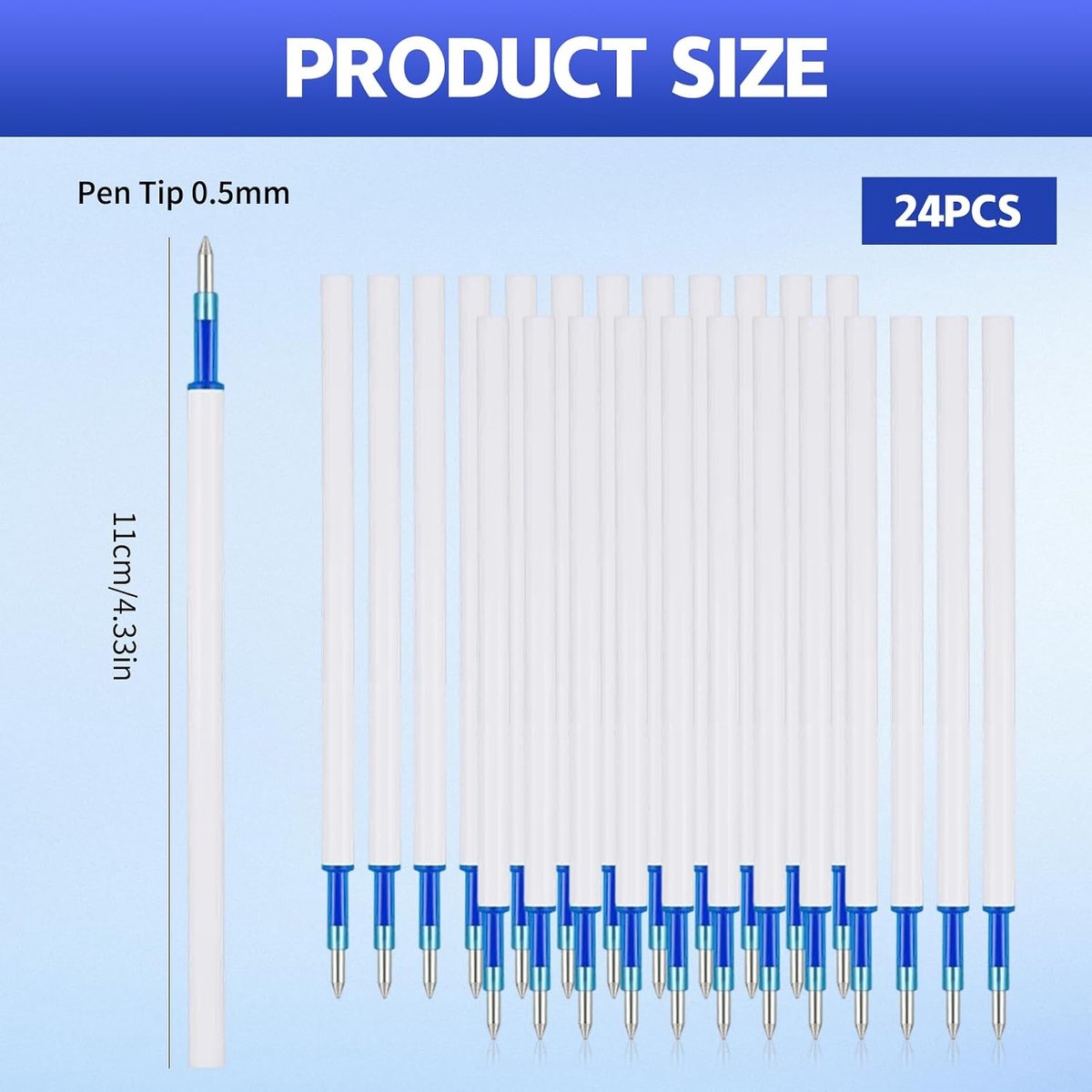 Erasable navullingen 0.5 mm - blauwe punt - 24 stuks - voor soepel schrijven - ShopVlot