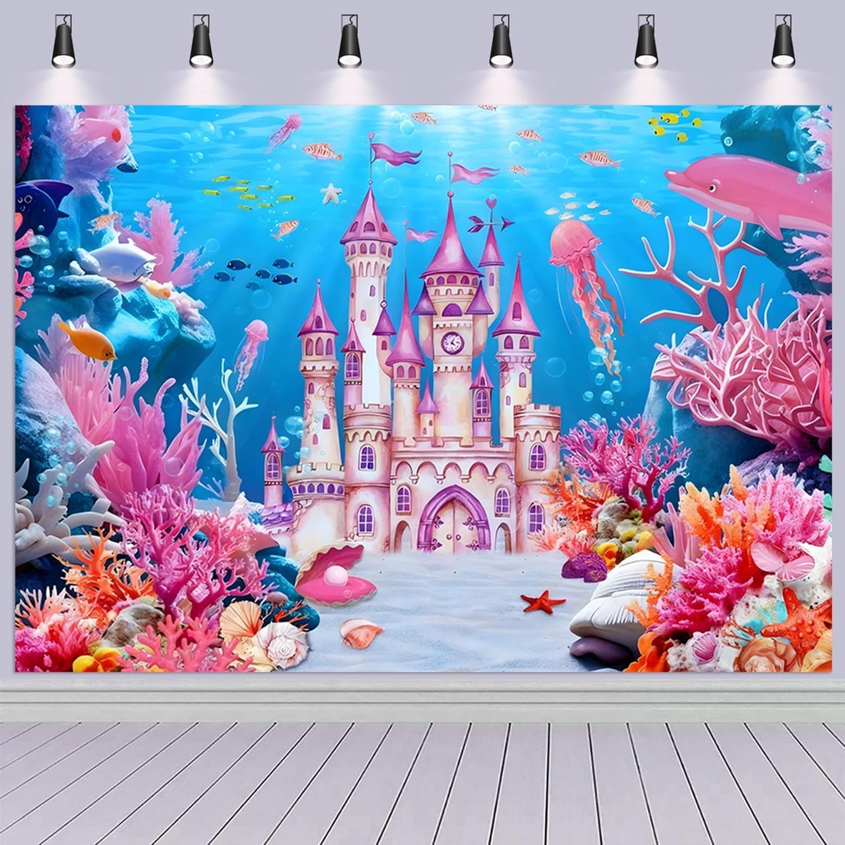 Fotobehang Onderwaterwereld 2.2x1.5m - Vinyl Achtergrond - Koraal Prinses Thema - Ideaal voor Feesten - ShopVlot