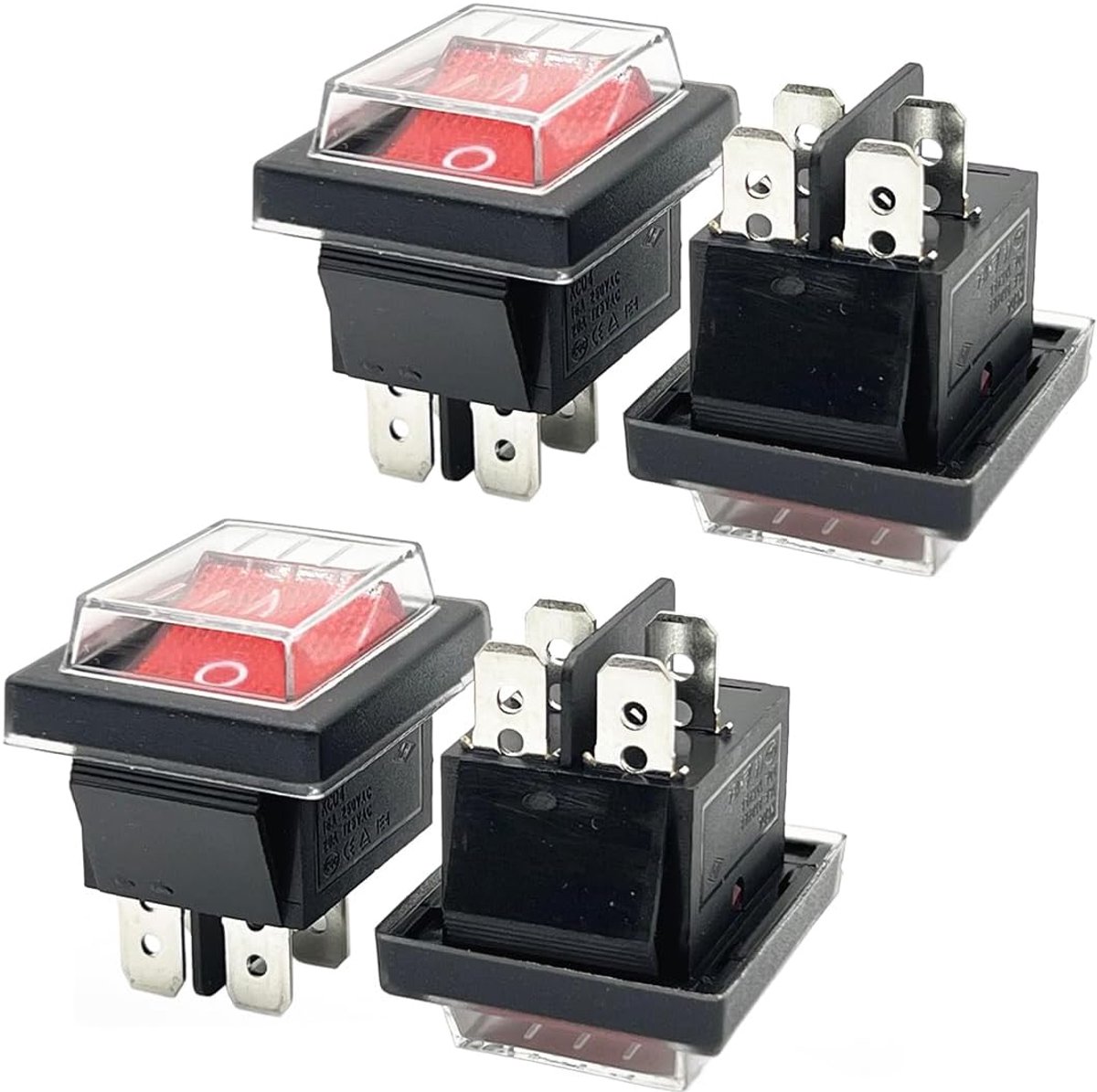 Waterdichte afdekking verlichte tuimelschakelaar 4-pins 250V 16A - IP44 - met controlelampje - ShopVlot