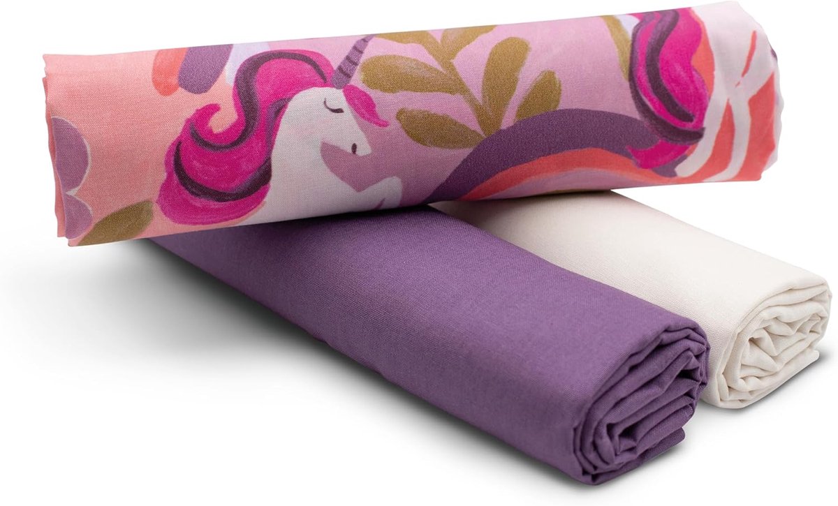 Katoenen stofset 1,5 m - Designstof + 2 x effen - 100% katoen - Perfect voor babykleding - ShopVlot