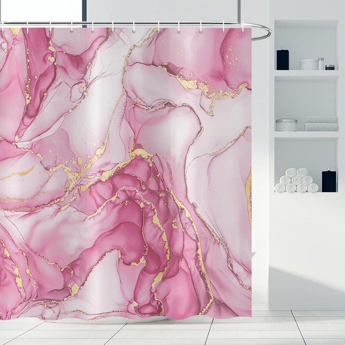 Douchegordijn 180 x 200 cm - modern abstract marmerlook - waterafstotend polyester - stijlvol en praktisch - ShopVlot