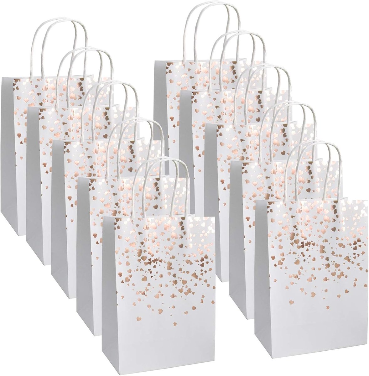 Kraftpapieren zakjes 12 stuks - wit - met handvat - ideaal voor geschenkverpakking - ShopVlot