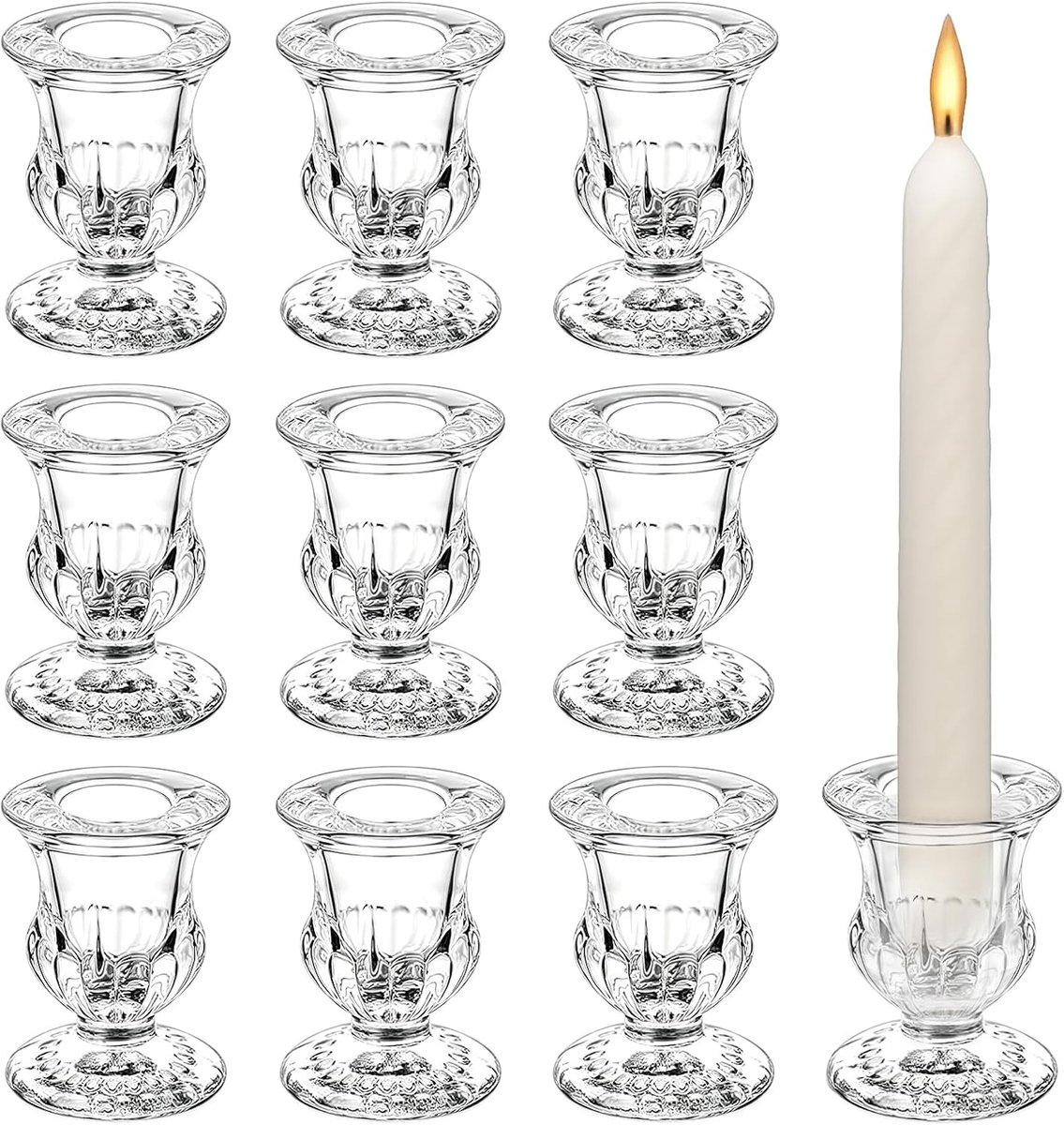 Glazen Kandelaars - Helder - Bloemvormig - Elegante Kaarsenhouders Voor Tafeldecoratie - Voor Bruiloften en Feesten